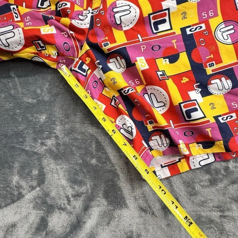 Vintage FILA Sz L Vibrant Geometric All Over Logo SPORT Shorts Swimming Trunks